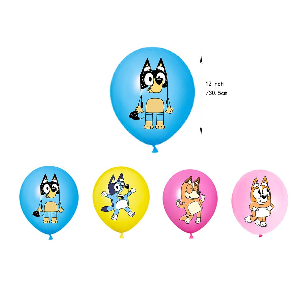 BLY2 Balloons Happy birthday KIDS banner party decor cake topper dogs pink
