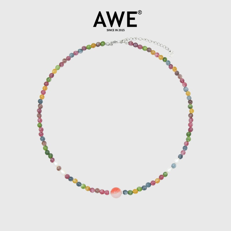 AWE Agate & Tourmaline Beaded Pendant Necklace - Feng Shui & Good Luck Charm