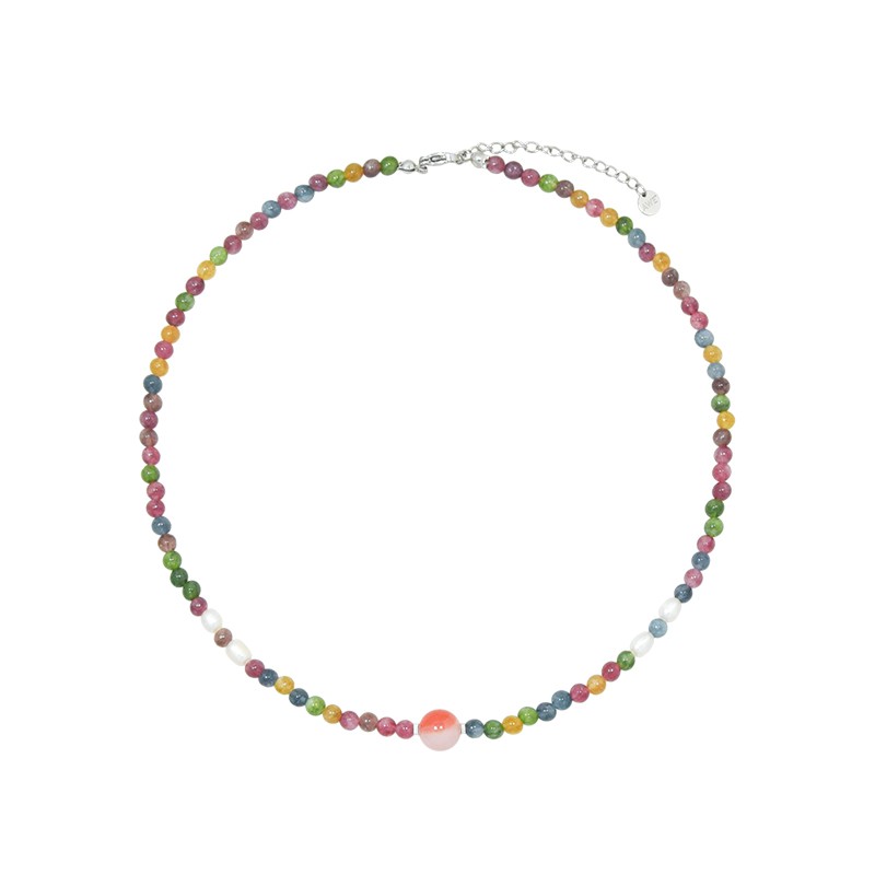 AWE Agate & Tourmaline Beaded Pendant Necklace - Feng Shui & Good Luck Charm