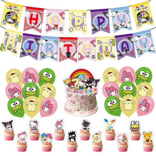 Hello Kitty Sanrio Balloons Happy birthday KIDS banner party decor topper 2
