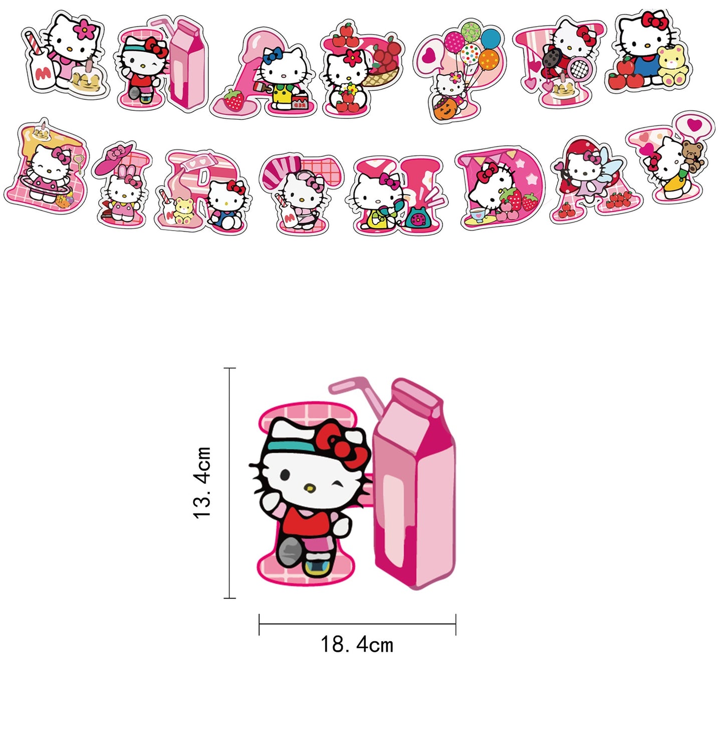 hello kitty Balloons Happy birthday KIDS banner party decor cake topper