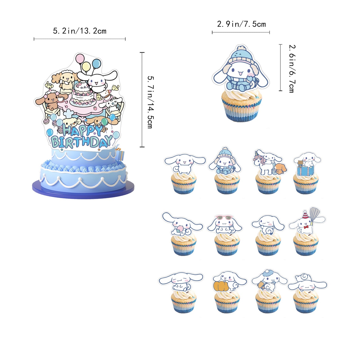 Cinnamoroll Balloons Happy birthday KIDS banner party decor cake topper