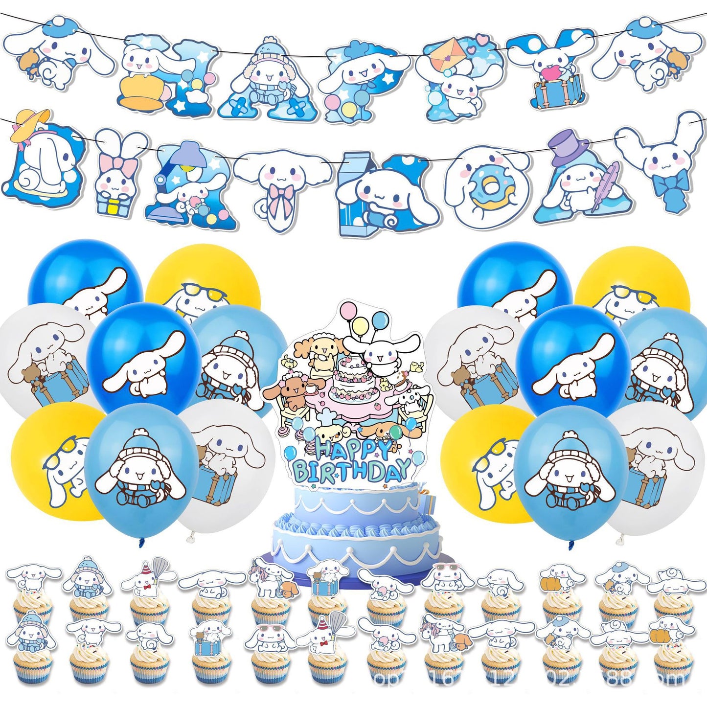 Cinnamoroll Balloons Happy birthday KIDS banner party decor cake topper