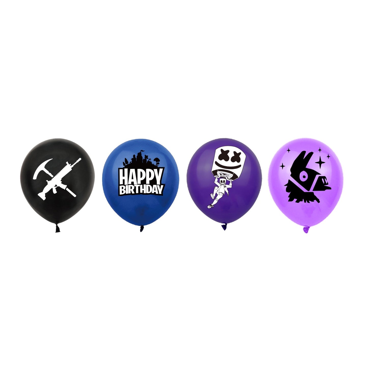 Fortnite Happy Birthday banner Balloons cake topper set 3