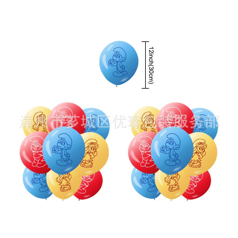 The Smurfs Balloons Happy birthday KIDS banner party decor cake topper