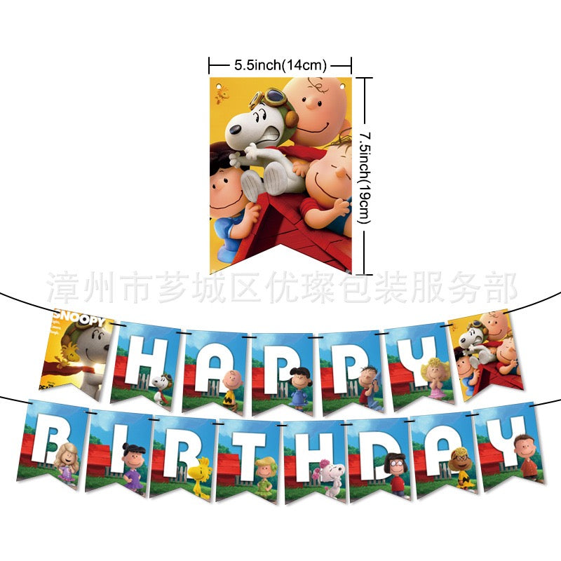 Snoopy Balloons Happy birthday KIDS banner party decor cake topper