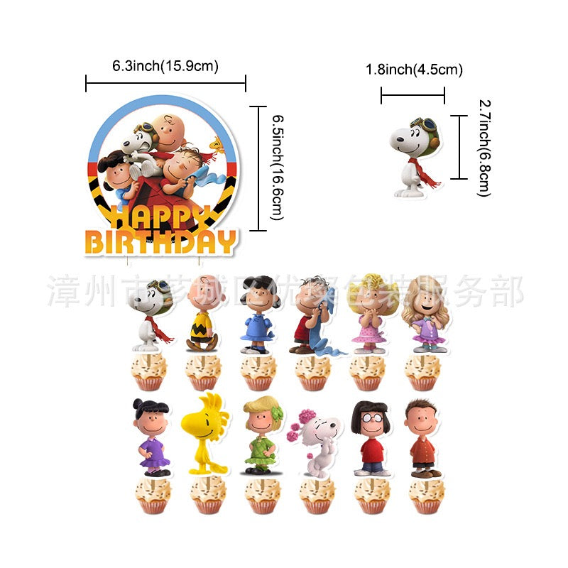 Snoopy Balloons Happy birthday KIDS banner party decor cake topper