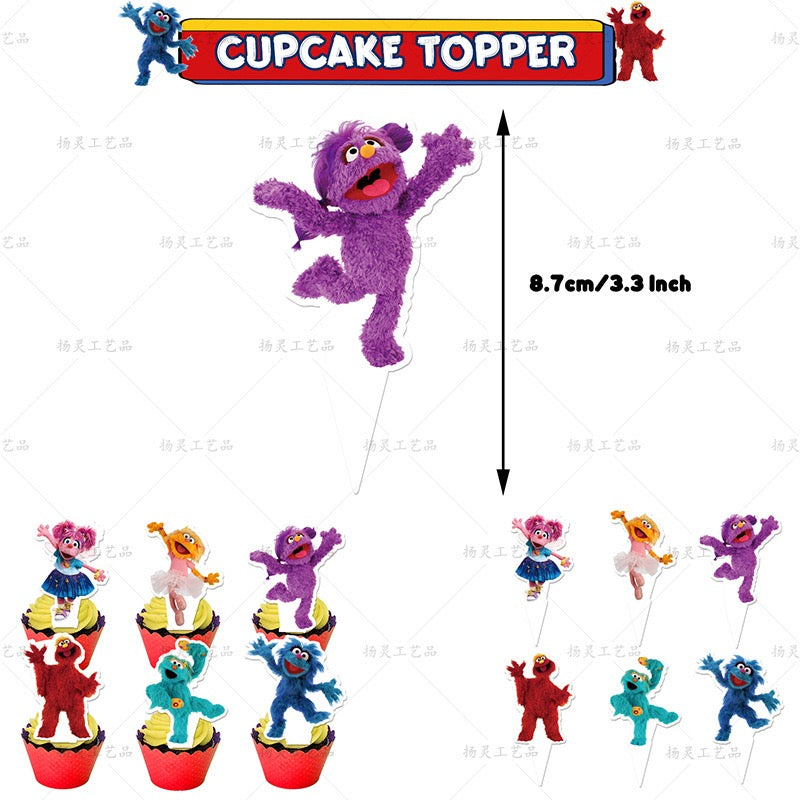 Sesame Street Balloons Happy birthday KIDS banner party decor cake topper