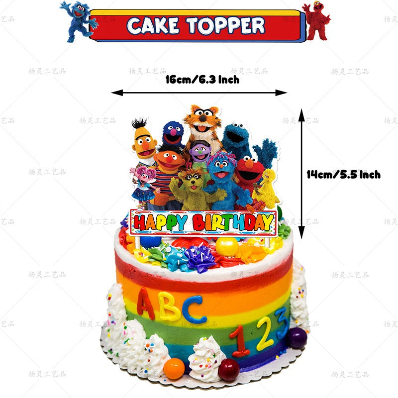 Sesame Street Balloons Happy birthday KIDS banner party decor cake topper