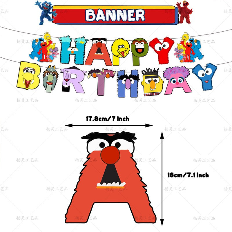 Sesame Street Balloons Happy birthday KIDS banner party decor cake topper
