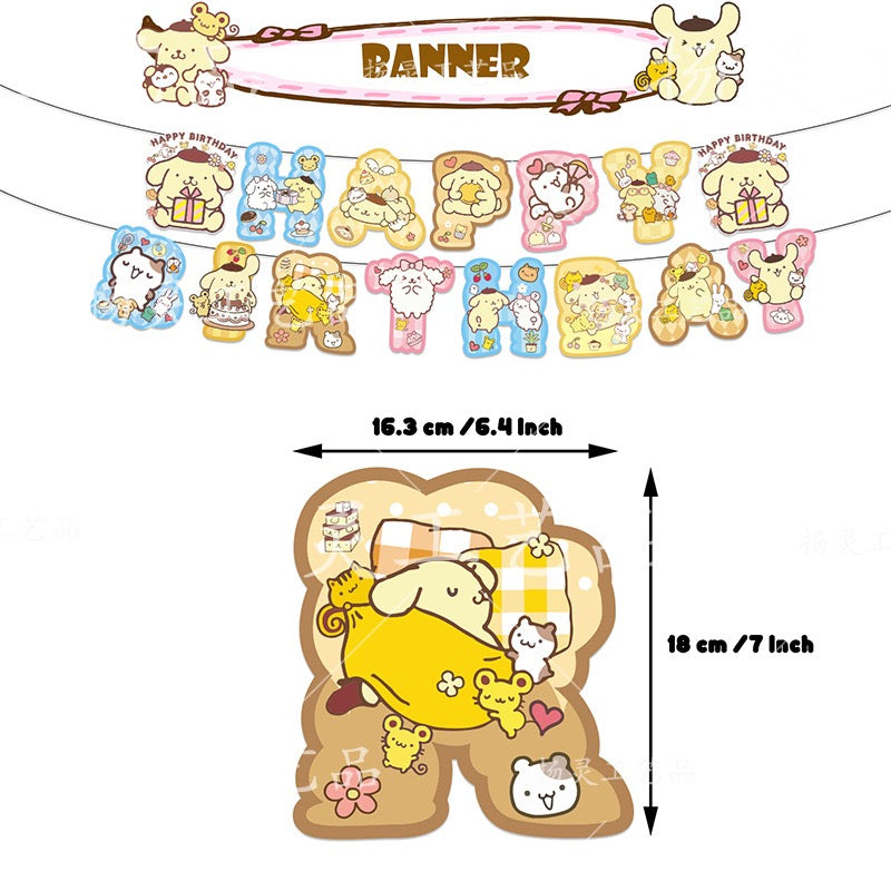 Pompompurin Balloons Happy birthday KIDS banner party decor cake topper
