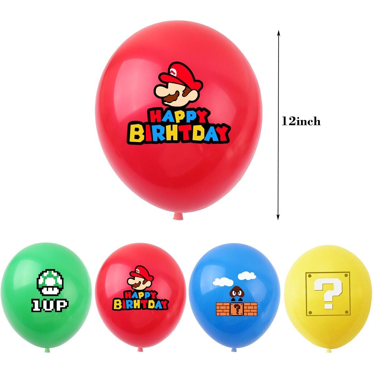 super mario 12 ps Latex Happy Birthday balloons Party Fun KIDS DECOR AU STOCK