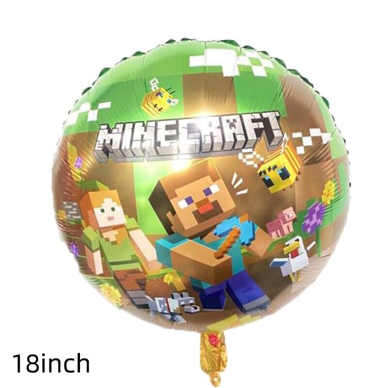 MINECRAFT Happy birthday banner Foil balloon party set AU STOCK
