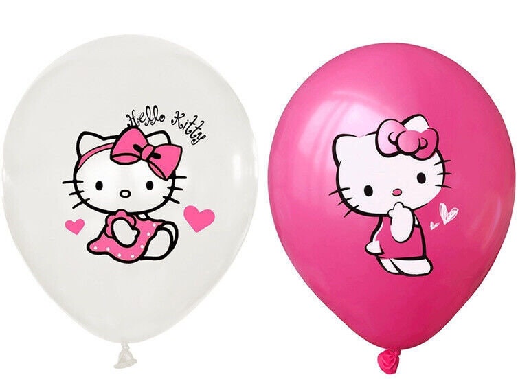 Hello kitty 12 ps 12" happy birthday balloons party fun kids decor au stockge