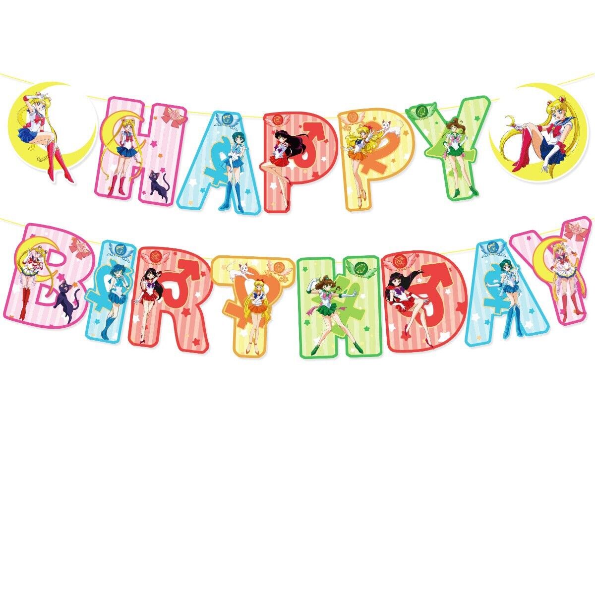 Sailor moon Balloons Happy birthday KIDS banner party set decor cake topper AU