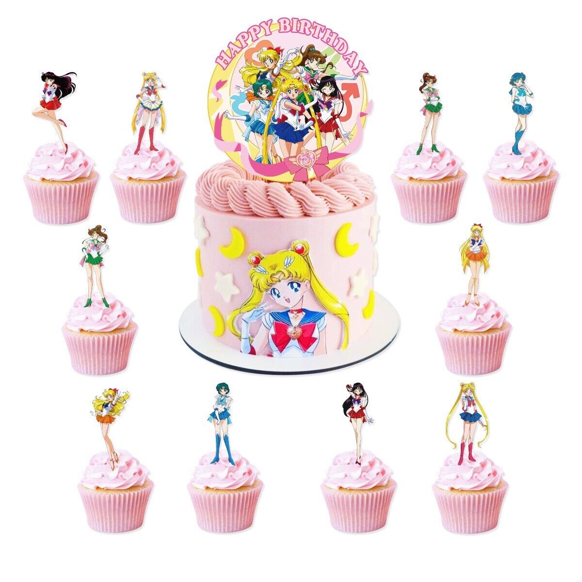 Sailor moon Balloons Happy birthday KIDS banner party set decor cake topper AU