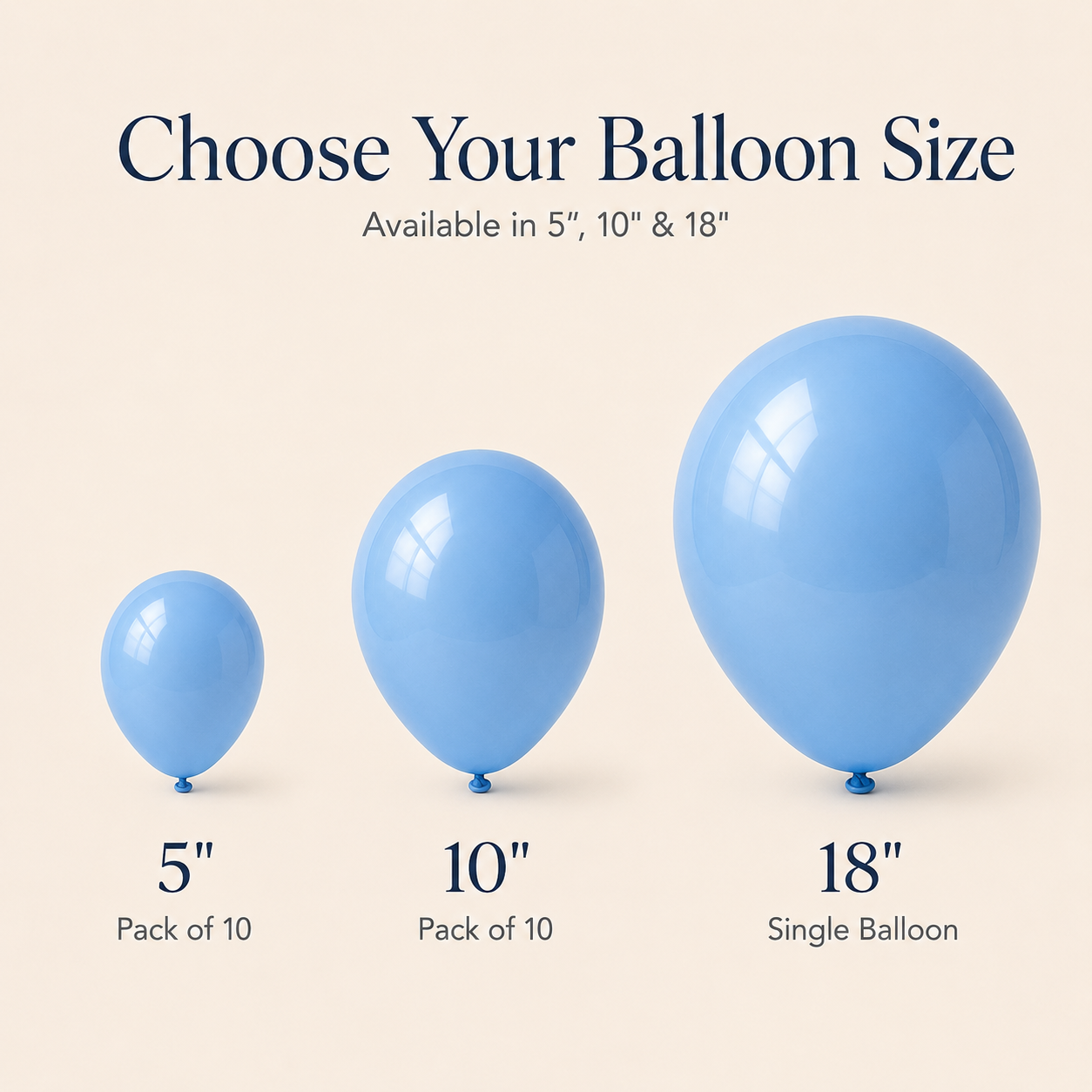 Blue Latex Balloons | Soft & Bright Blue Balloon Collection | 5", 10" & 18"
