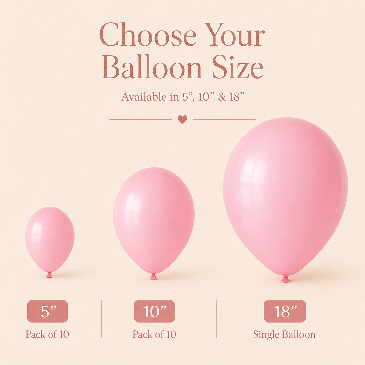 Pink & Red Latex Balloons | Pink Party Balloons | 5", 10" & 18"