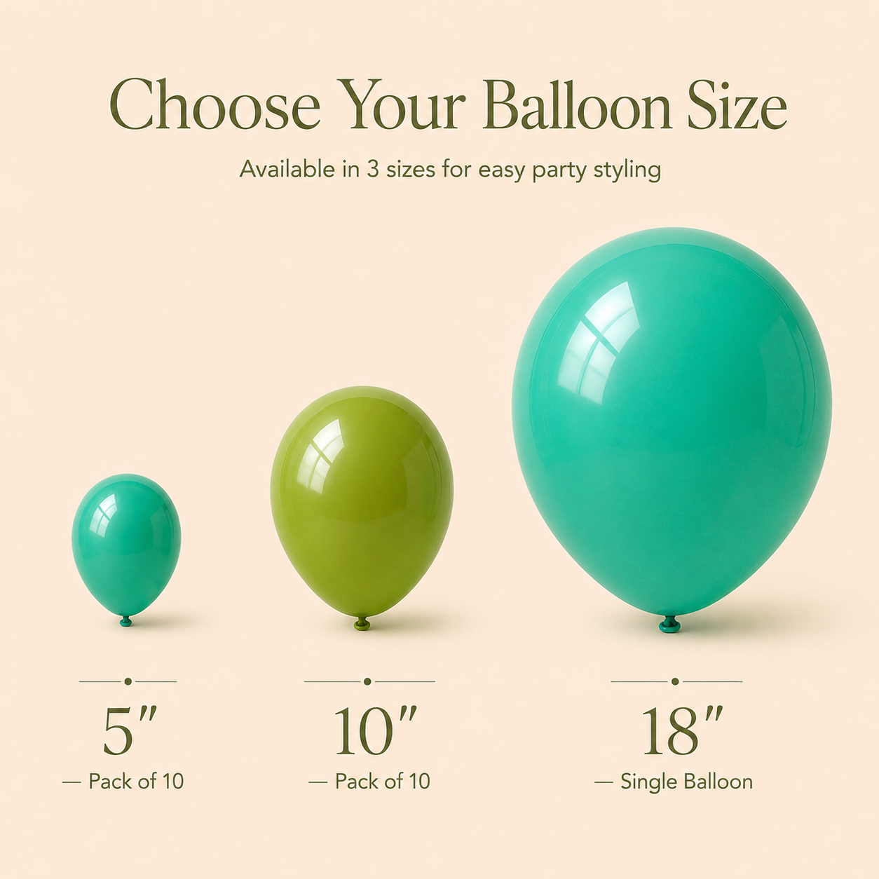Green Latex Balloons | Party Balloons | 5", 10" & 18"