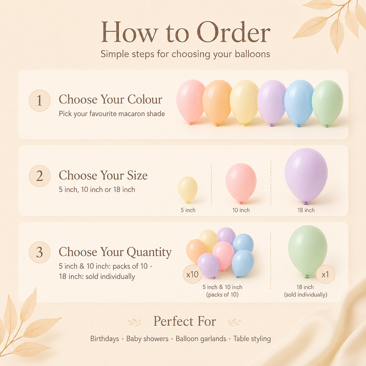 Macaron Latex Balloons | Pastel Party Balloons | 5", 10" & 18"