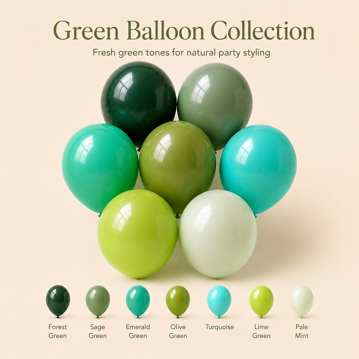 Green Latex Balloons | Party Balloons | 5", 10" & 18"