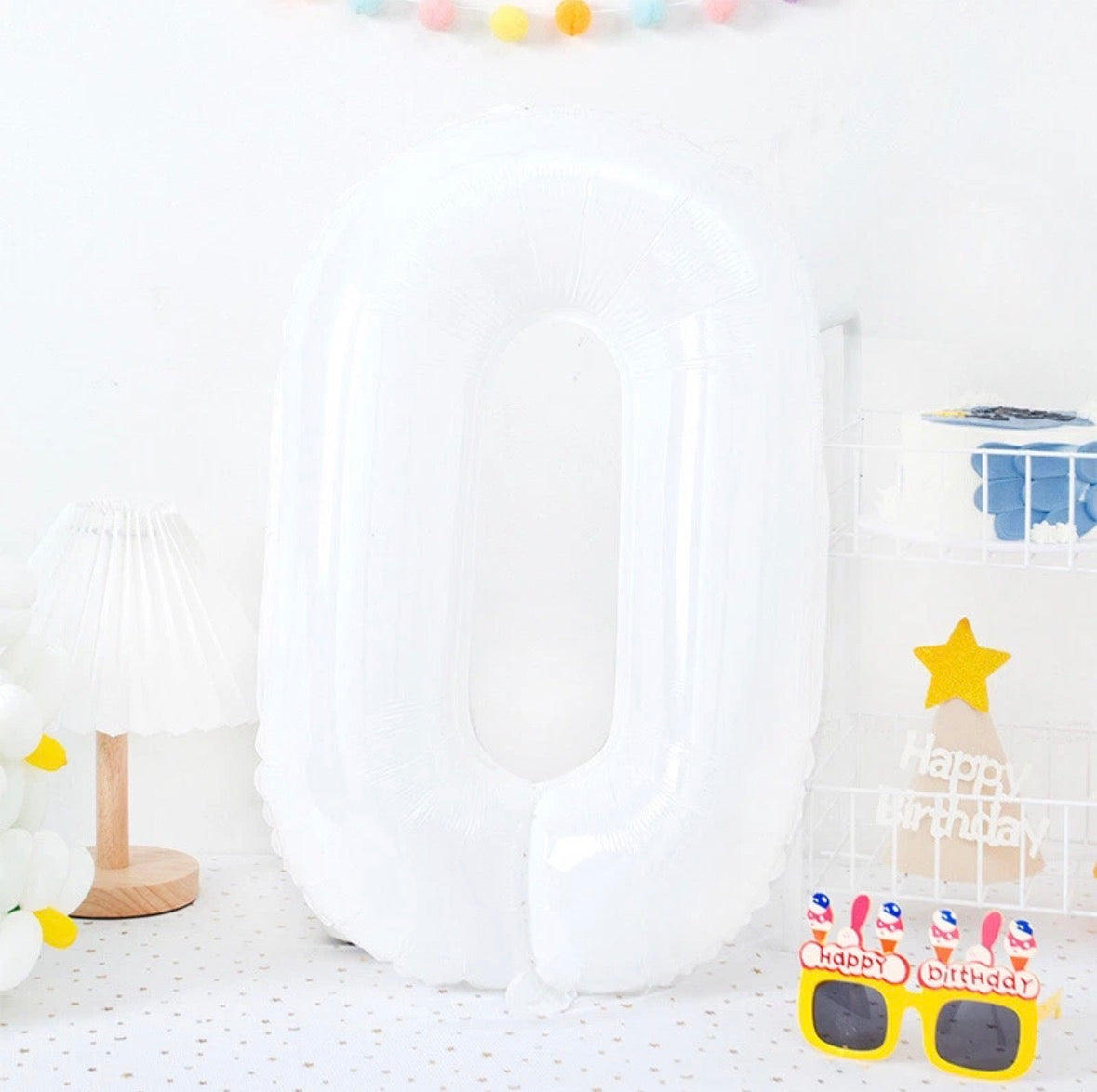 AU STOCK MACARON beige/white NUMBER FOIL ONE TWO BALLOON BIRTHDAY ANNIVERSARY