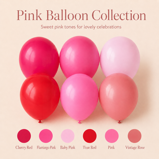 Pink & Red Latex Balloons | Pink Party Balloons | 5", 10" & 18"