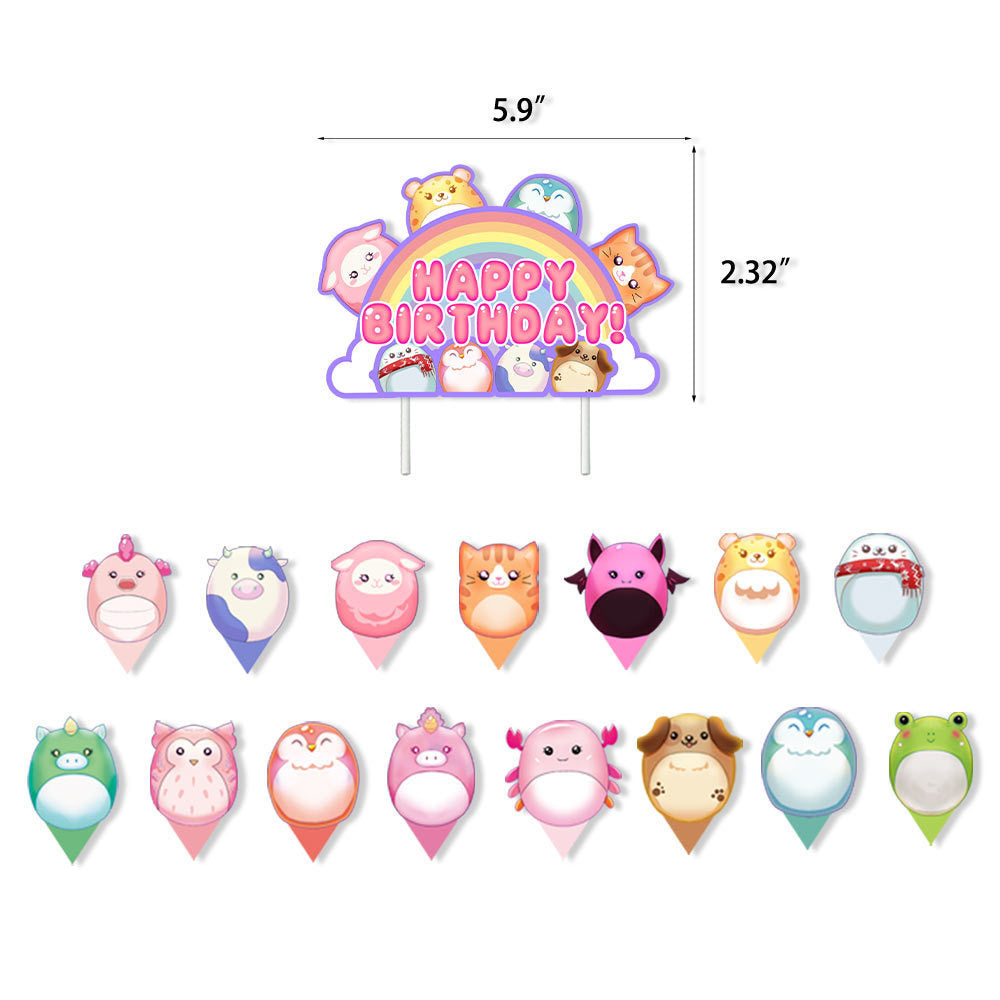 Squishmallows Birthday Party Supplies Balloon Banner Cake Cupcake Topper Decor