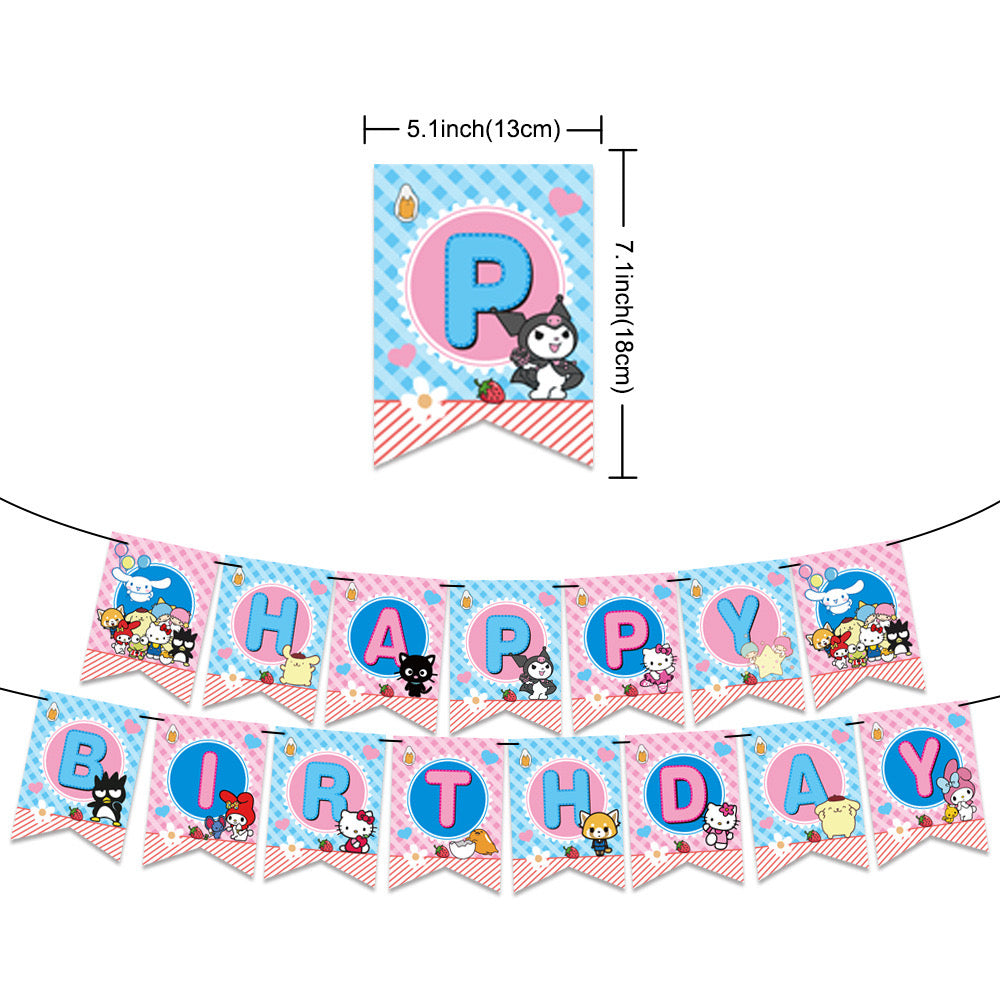 Hello Kitty Sanrio Balloons Happy birthday KIDS banner party decor topper