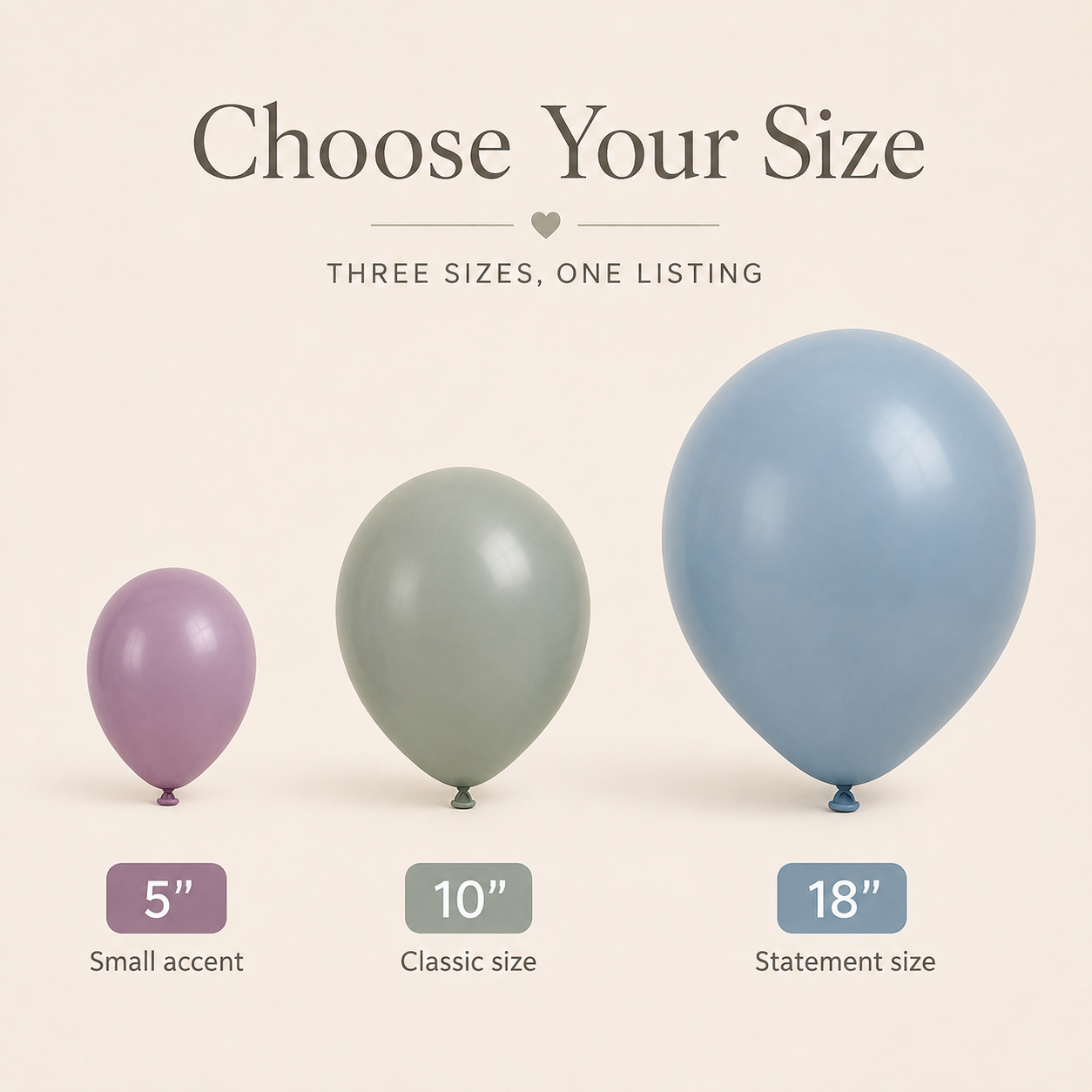 Hazy Pastel Balloons | Blush Pink, Dusty Lilac, Dusty Blue, Ivory & Sage Mist | 5", 10" & 18"