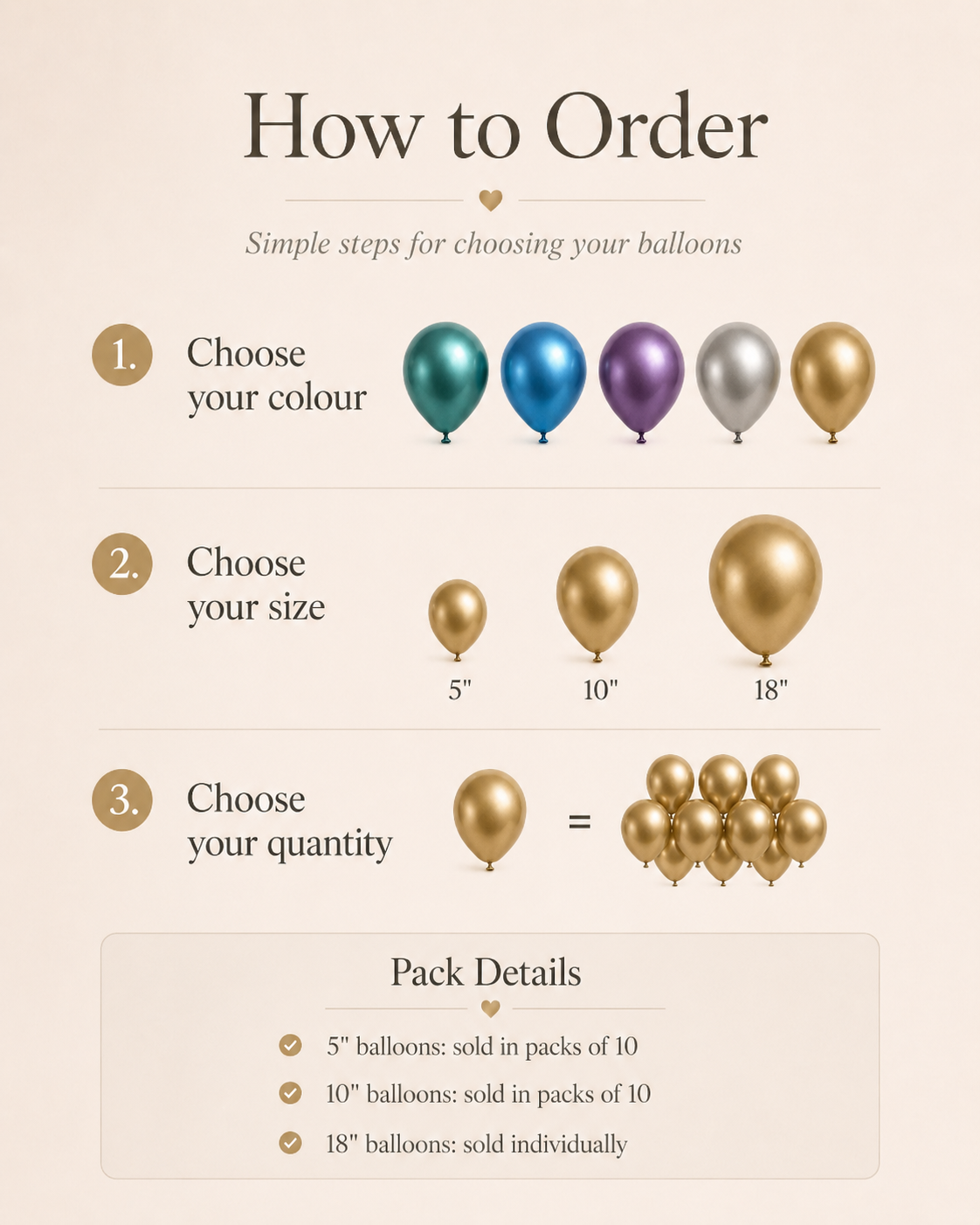 Metallic Latex Balloons | Teal, Blue, Purple, Silver & Gold | 5", 10" & 18"