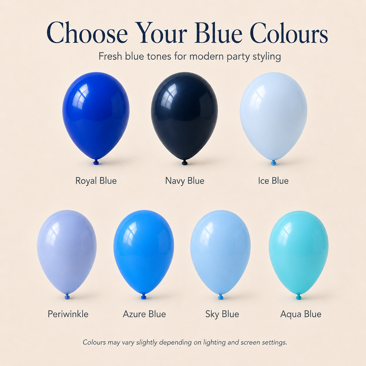 Blue Latex Balloons | Soft & Bright Blue Balloon Collection | 5", 10" & 18"