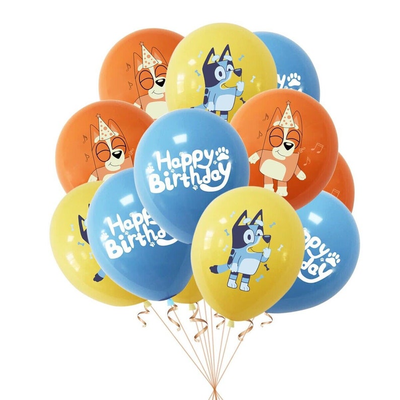 Bluey 12 pc 12" latex birthday party fun decor au stock balloon