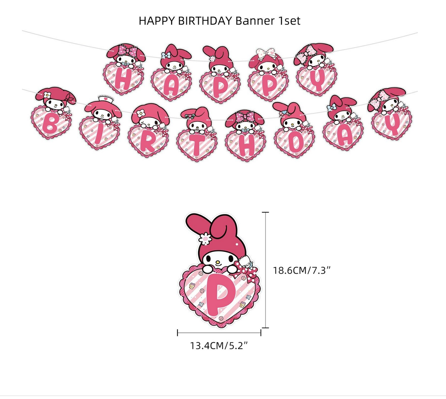 My Melody Balloons Happy birthday KIDS banner party decor cake topper