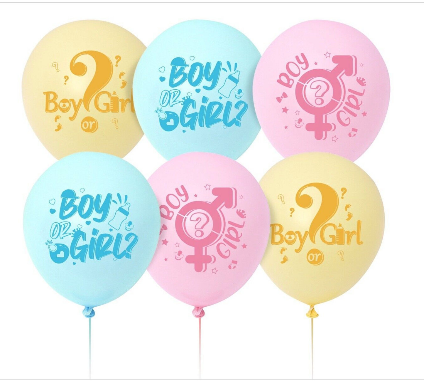 baby shower gender Balloons 6 ps 12" Latex Happy Party Fun KIDS DECOR AU