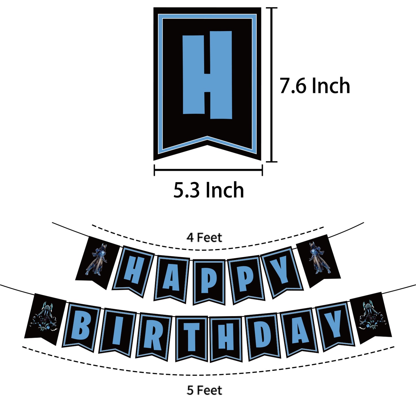 Fortnite Happy Birthday banner Balloons cake topper set