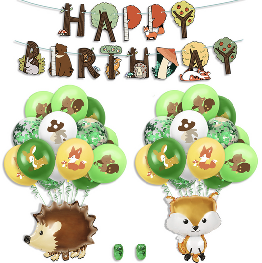 Jungle animal Happy birthday banner balloon Confetti party set AU Stock Sale