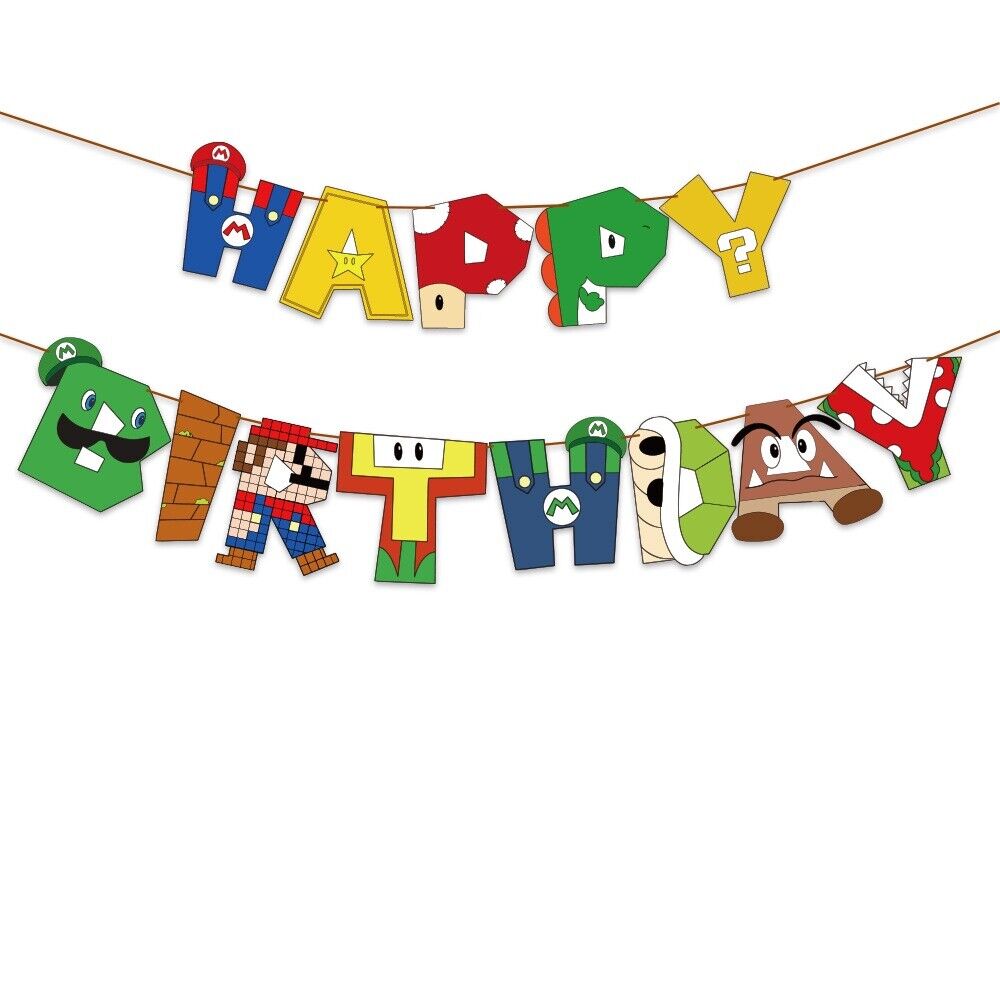 super mario Happy birthday banner party AU STOCK tracked delivery