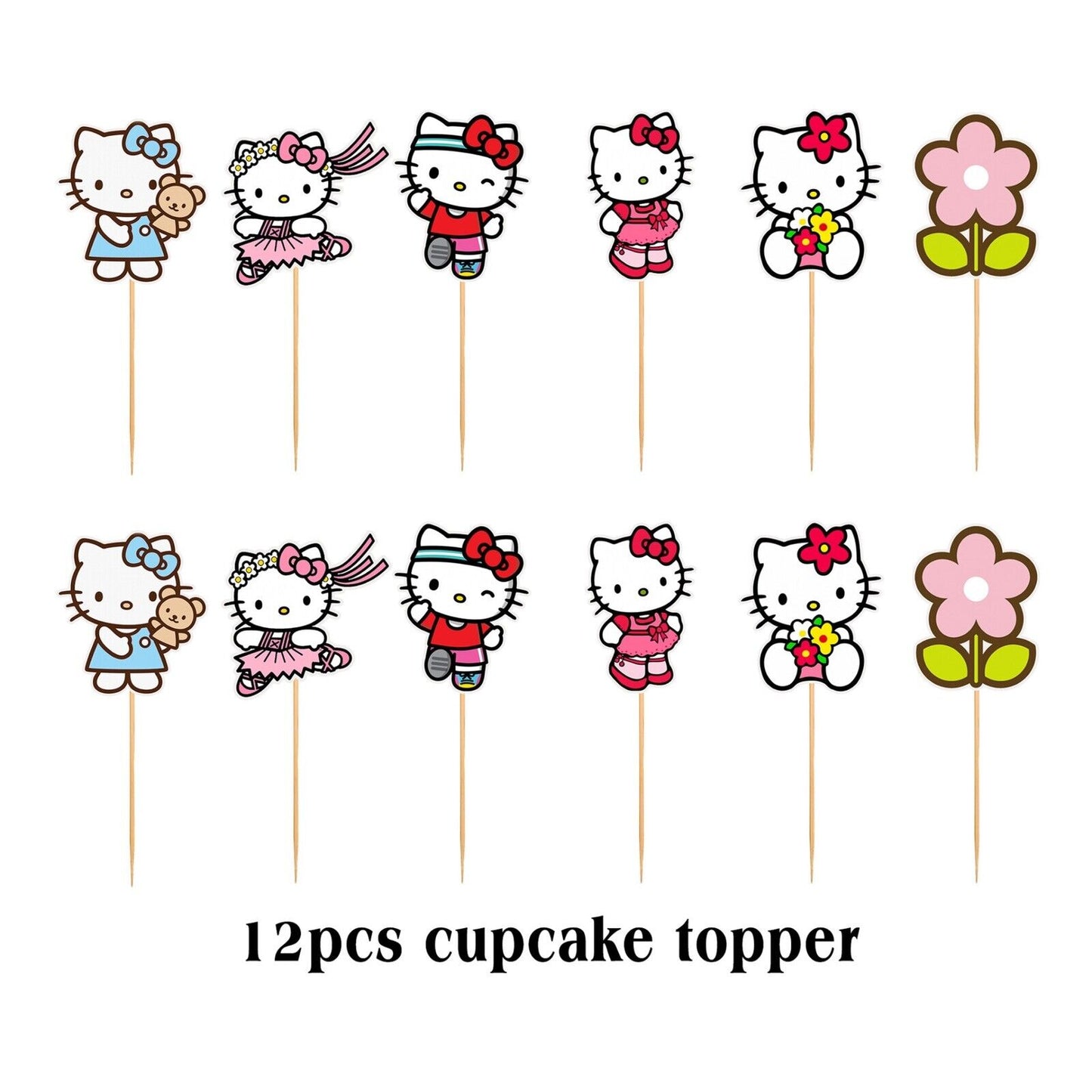 Hello Kitty Balloons Happy birthday KIDS banner party decor cake topper AU STOCK