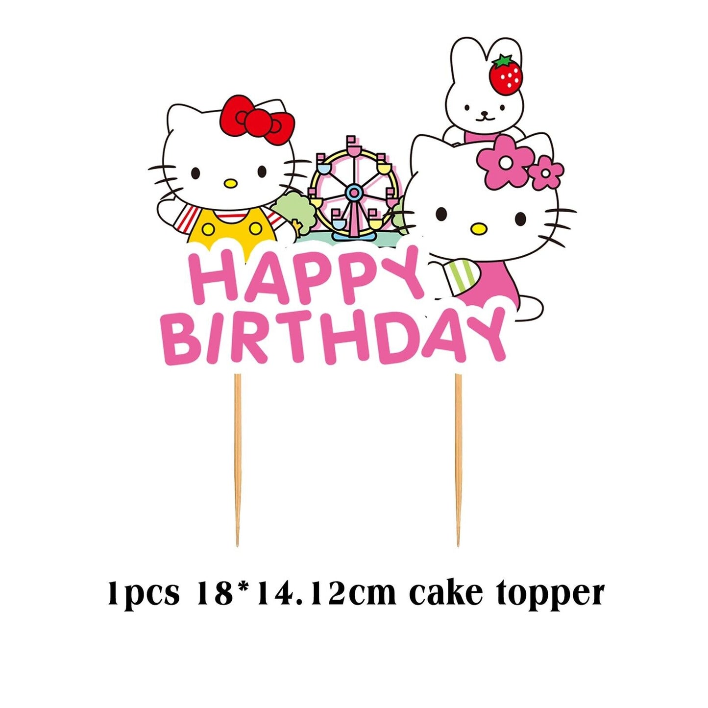 Hello Kitty Balloons Happy birthday KIDS banner party decor cake topper AU STOCK