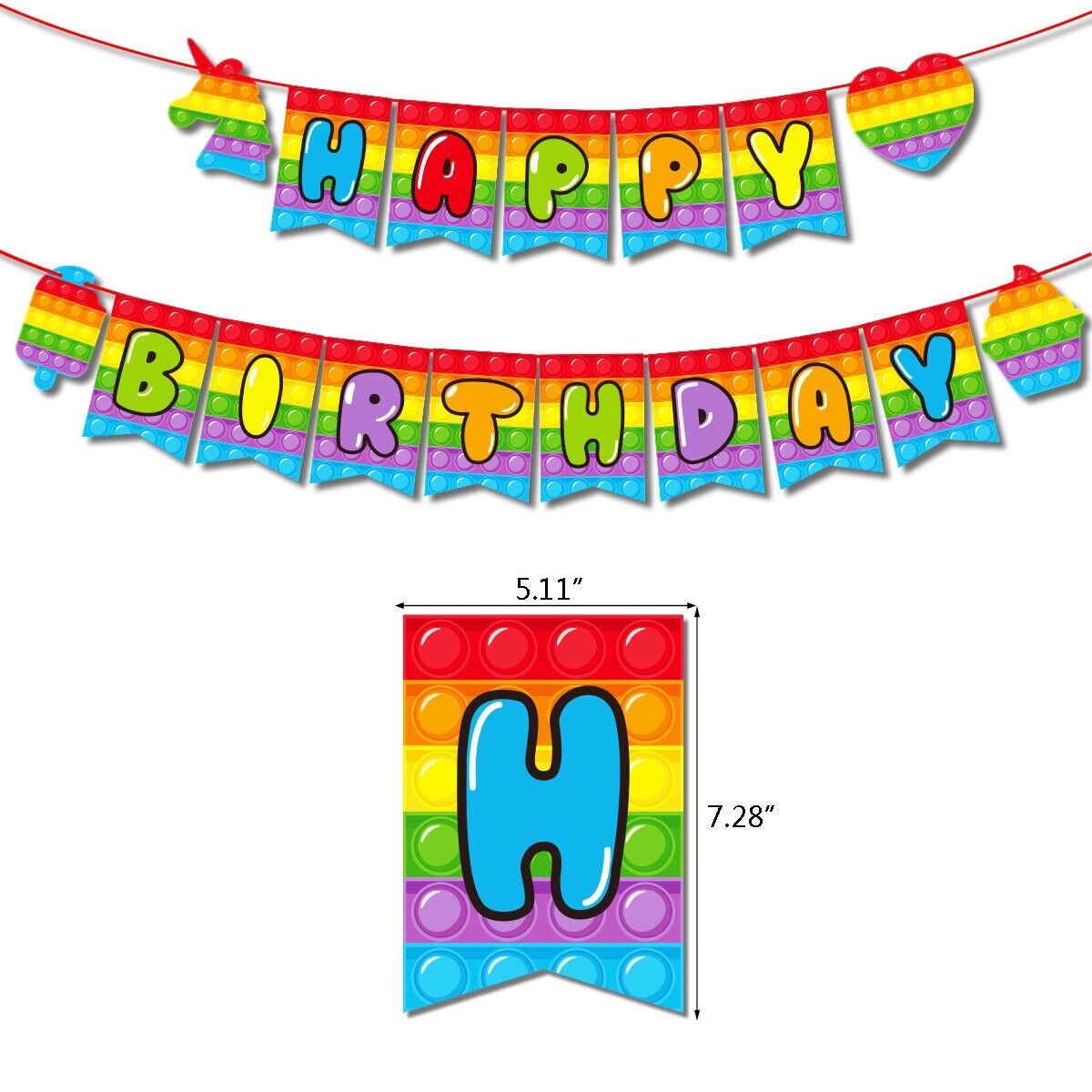 pop it Balloons Happy birthday KIDS banner  party set decor cake topper AU