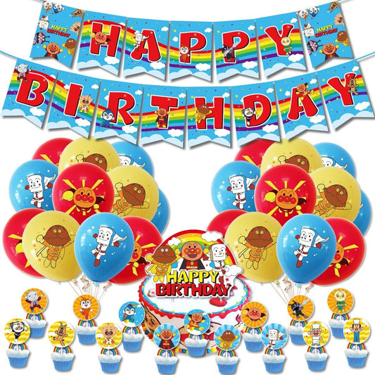 Anpanman Balloons Happy birthday KIDS banner  party set decor cake topper AU