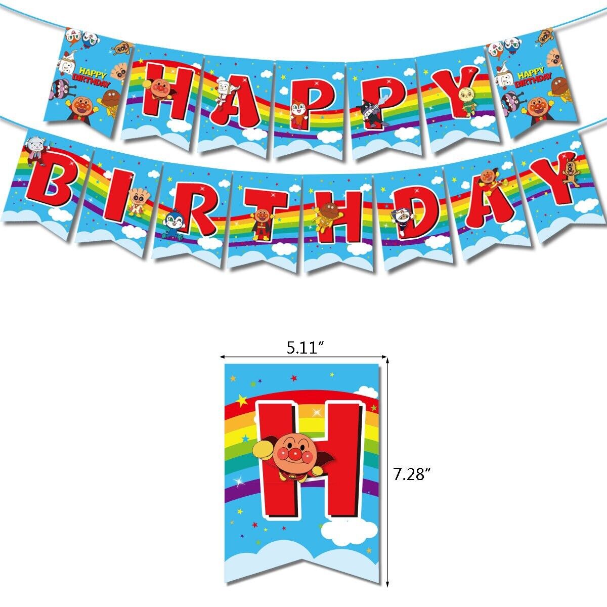 Anpanman Balloons Happy birthday KIDS banner  party set decor cake topper AU