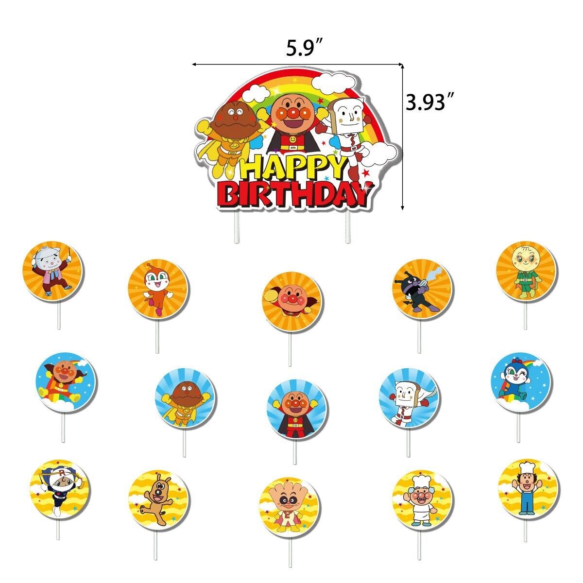 Anpanman Balloons Happy birthday KIDS banner  party set decor cake topper AU