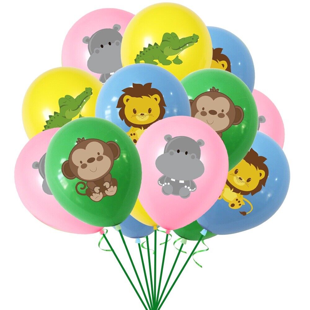 JUNGLE ANIMALS Happy birthday banner balloon party set AU STOCK