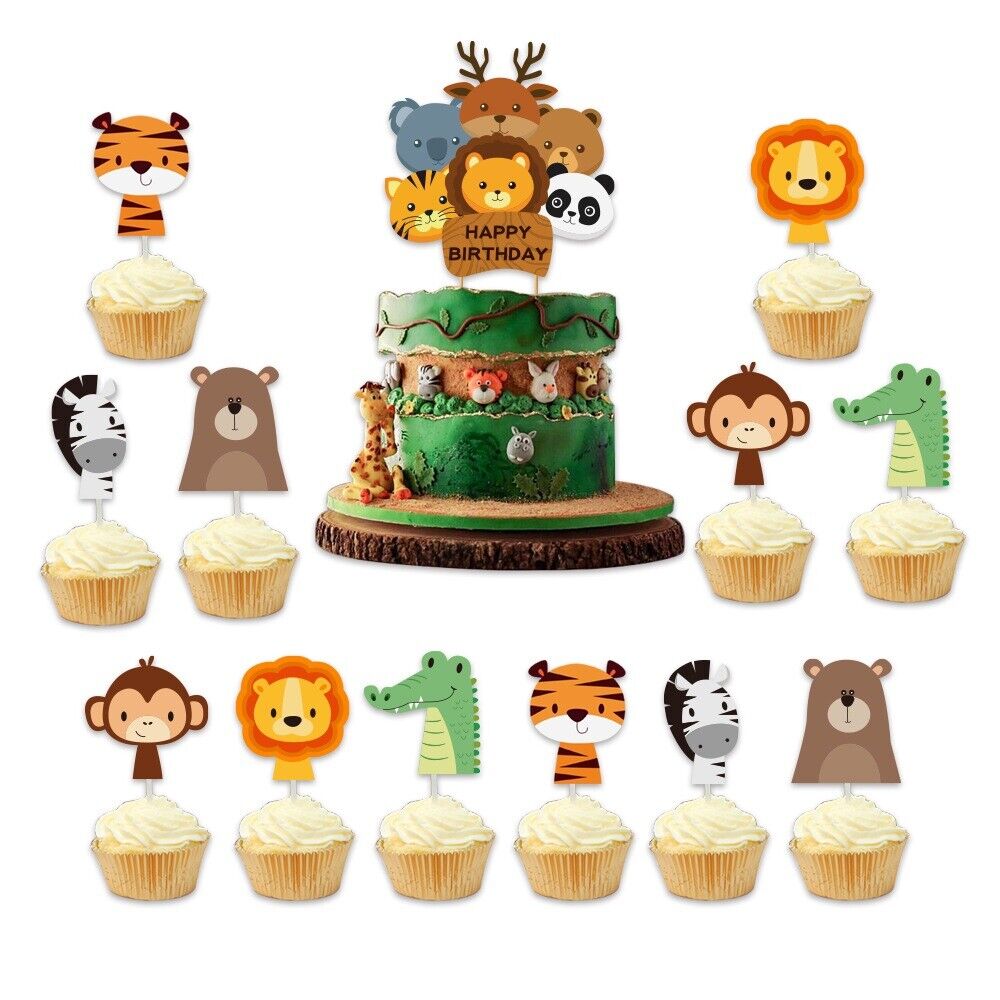 JUNGLE ANIMALS Happy birthday banner balloon party set AU STOCK