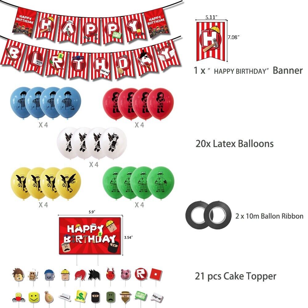 roblox Balloons Happy birthday KIDS banner  party set decor AU STOCK