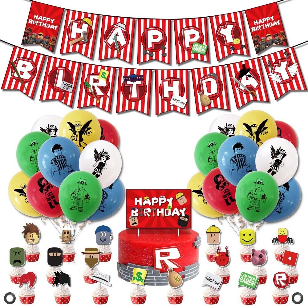 roblox Balloons Happy birthday KIDS banner  party set decor AU STOCK