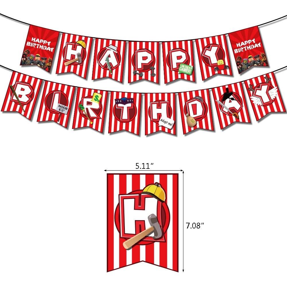 roblox Balloons Happy birthday KIDS banner  party set decor AU STOCK