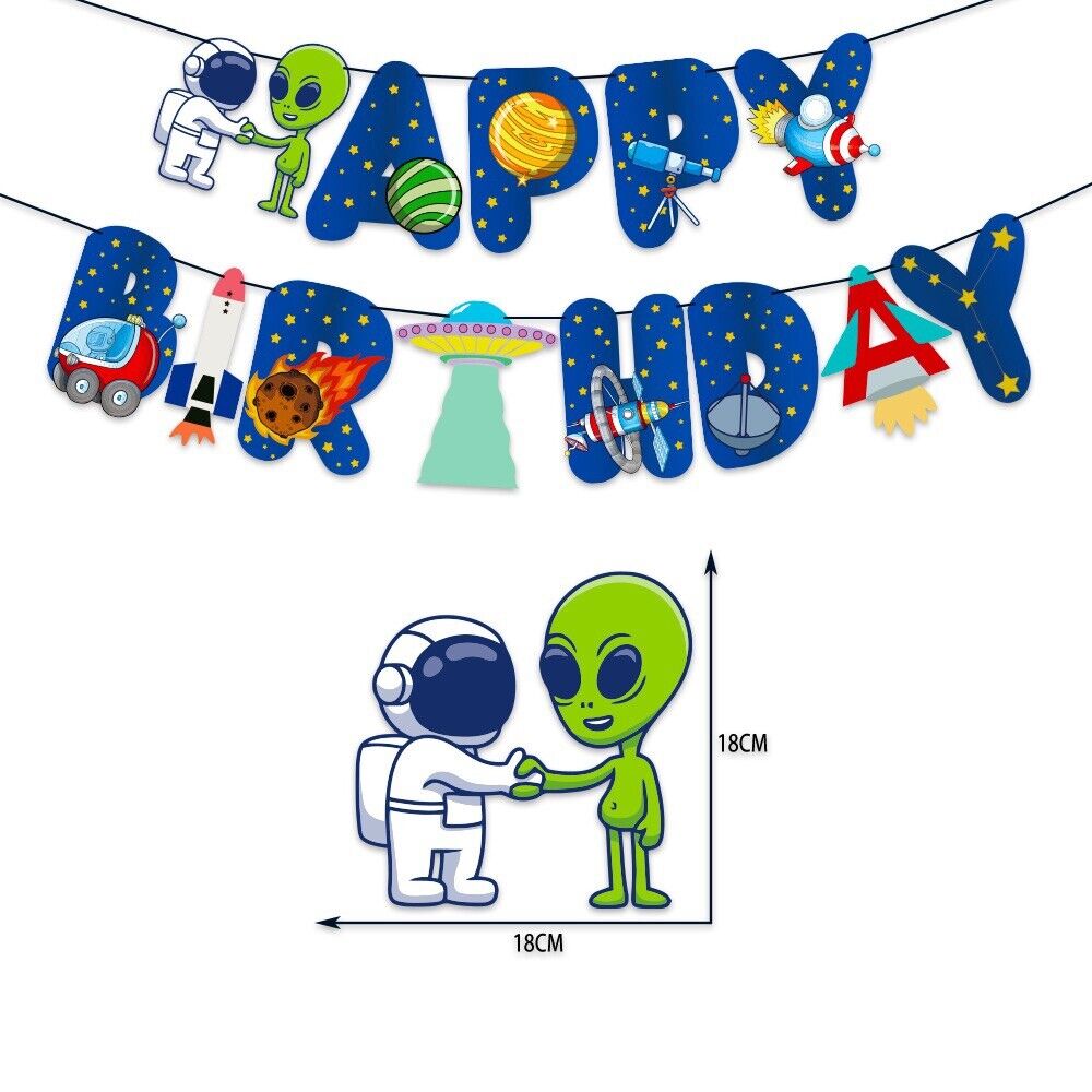 Astronauts Happy birthday banner balloon party set AU STOCK